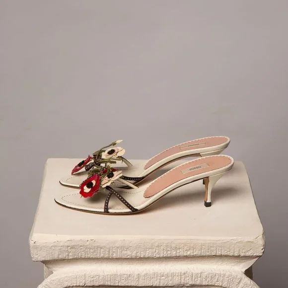 Very Rare PRADA White Florals Sandals - Picture 3 of 9